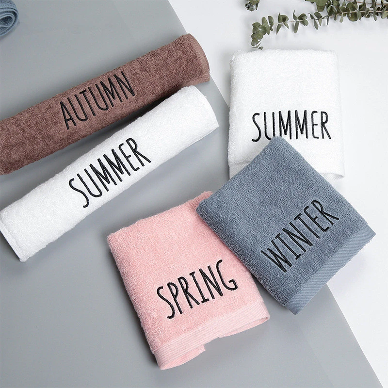 

34x75cm 100% Cotton Embroidery Season Solid Color Thicken Washcloth Absorbent Elegant Hotel Bathroom Family Hand Towel