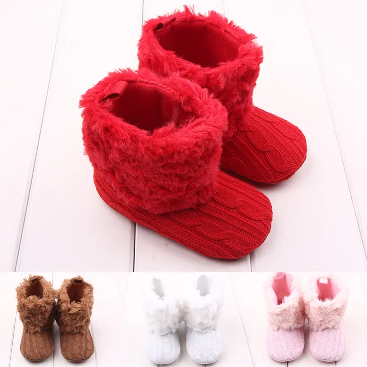 4 colors 11 13cm baby shoes infants crochet knit fleece boots size 4 toddler snow boots