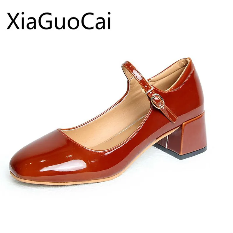 

Japanese Square Head Women Low Heels Pumps Soft Lolita Retro Literary Female Shoes Thick Single Buckle Female High Heels Shoes