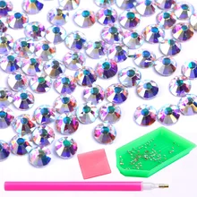 1440 шт разные размеры Блестящие Стразы для ногтей SS3-SS10 с плоской задней стороной стеклянные украшения для ногтей камни с контейнер для бисера Набор держателей LE880