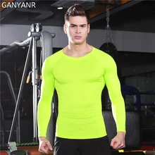 GANYANR футболка для бега Мужская баскетбольная теннисный зал Спортивная одежда для бега спорт фитнес утягивающие футболки футболка упражнения колготки тренировка