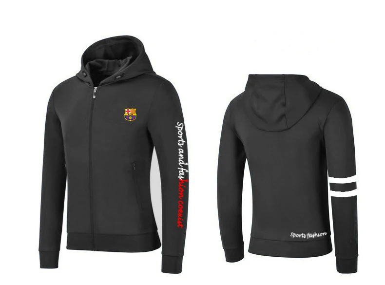 

Barcelona 19 new men's round neck hat set Men's long sleeve solid color printing drawstring long sleeve jacket