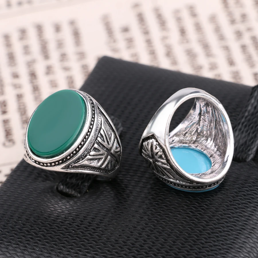 Kinel Black Ring Men's Jewelry Punk M Word Pattern Vintage Wedding Rings Color Silver Party Gift Aneis