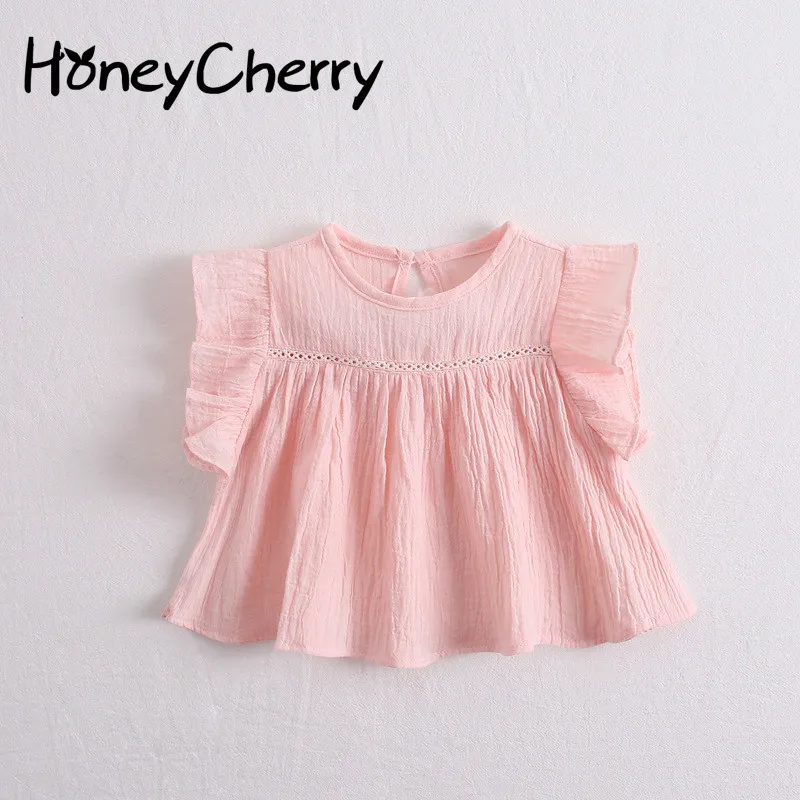 

Baby Flying Sleeve Shirt Summer 2019 New Kids'wear Loose Bottom Blouse Pure Cotton Cool And Breathable girl Shirt