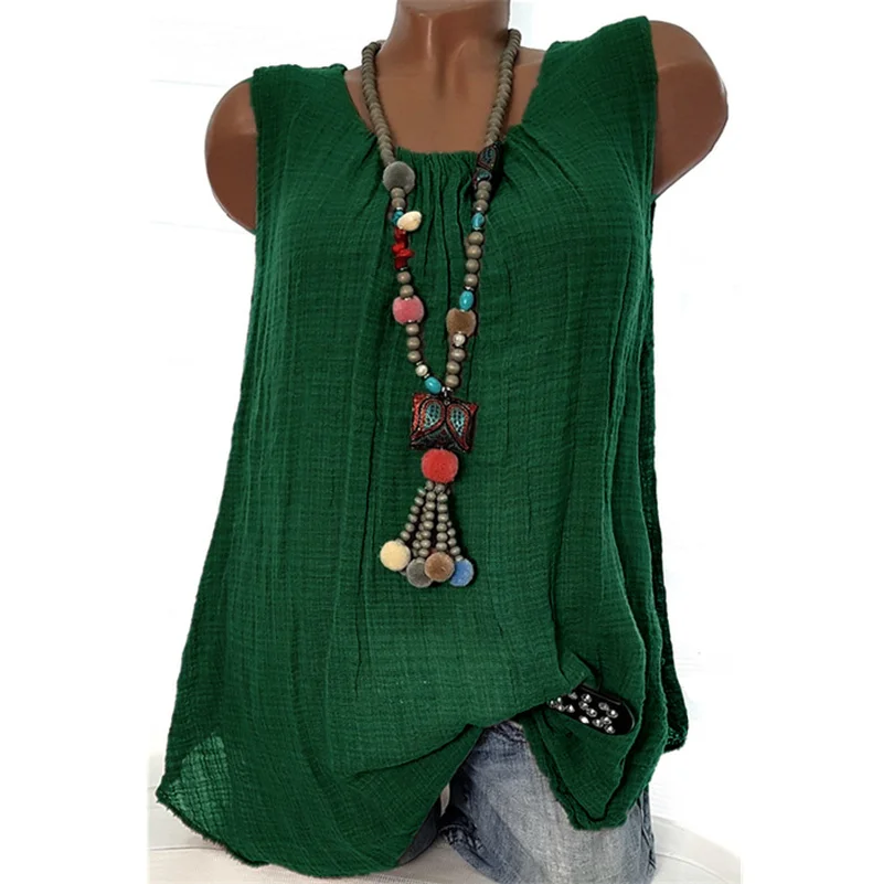 

Women Summer Tees 2019 Tshirt Casual Sleeveless Tops Sexy Solid Color T-Shirt O-neck Loose Plus Size 5XL Shirts Green Black Tops