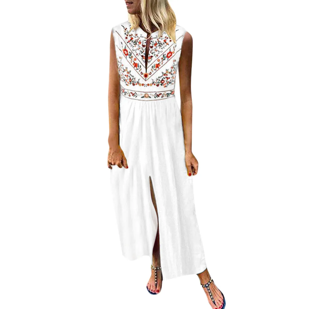 Plus Size Summer Maxi Dress 2019 Women Vintage Print Sleeveless Long Dress Party Dresses Woman Party Night Elegant Dress Plus Size Summer Maxi Dress 2019 Women Vintage Print Sleeveless Long Dress Party Dresses Woman Party Night Elegant Dress