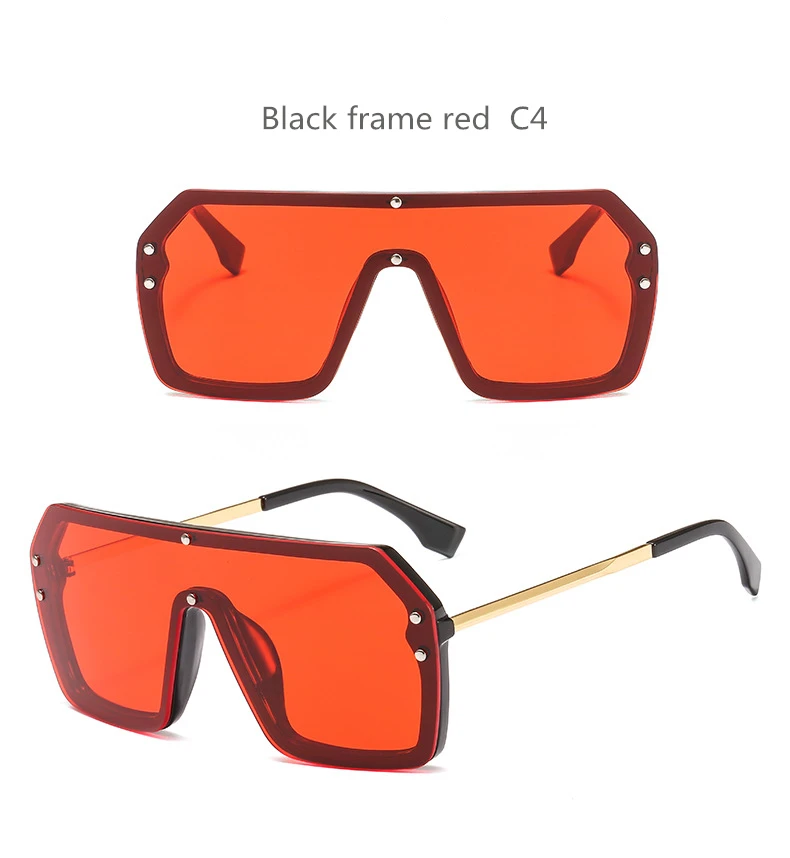 Hdtansen, красные, черные, негабаритные Квадратные Солнцезащитные очки, мужские, новинка, цельные линзы, большая оправа, солнцезащитные очки для женщин, UV400, серебряное зеркало