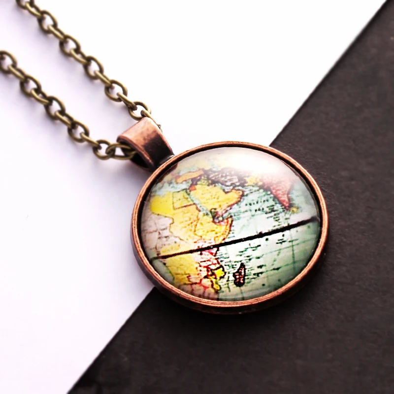Necklaces & Pendants Glass Globe Dome Men Necklaces Pendants Diy Minimalist Earth World Map Long Necklace Chains 2018 Women      (5)