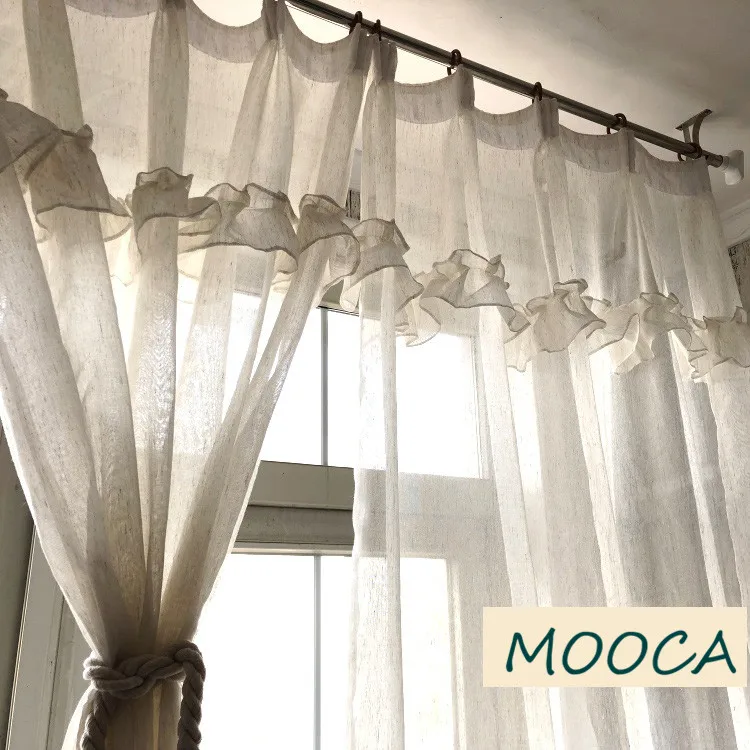 Us 15 5 White Linen Color Ruffled Curtain For Living Room Finished Cute In Curtains From Home Garden On Aliexpress Alibaba