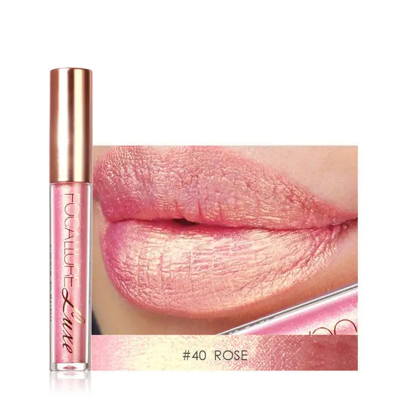 10 Colors Lipstick Waterproof Long Lasting Red Lip Metallic Gloss Stick Sexy Diamond Glitter Liquid Lipstick FOCALLURE