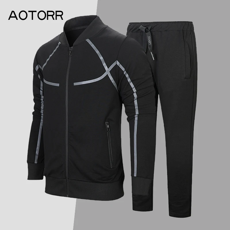 

2019 Spring Sweatshirt Tracksuit Men's Set Autumn Sportswear Man's 2PCS Stand Collar Hoodie Jacket Men Brand Sporting Sweatsuit
