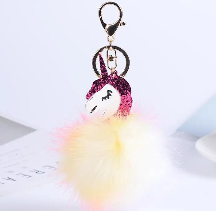 new Bag ornaments Fur ball pendant unicorn Metal Unicorn KeyChain Plush Toy Pendant Women Fluffy Fur Pom for gift new Bag ornaments Fur ball pendant unicorn Metal Unicorn KeyChain Plush Toy Pendant Women Fluffy Fur Pom for gift