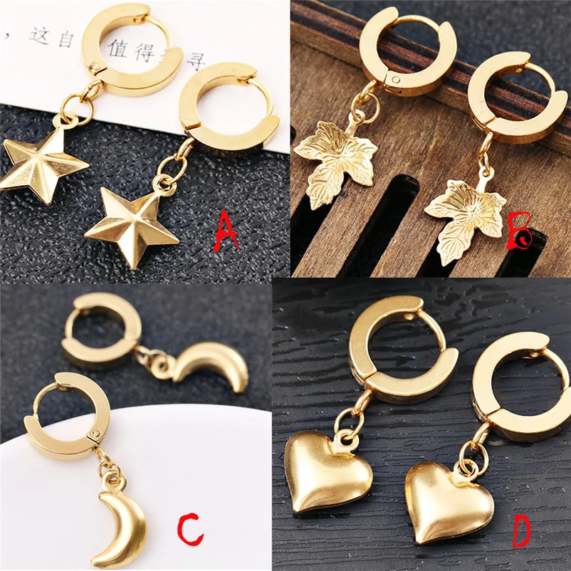 2018 Trendy Earrings for women Dangle earrings Stainless Steel Earrings Golden Moon Pendant Earrings Jewelry Brincos J19#N (13)