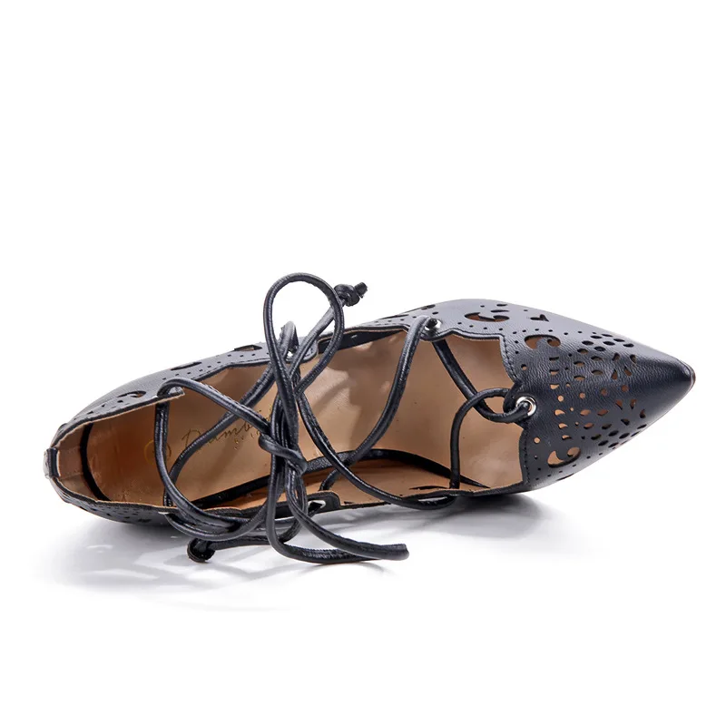 Женская обувь; большие размеры 35-43; Роскошные брендовые модные летние пикантные босоножки из спилка на высоком каблуке с перекрестной шнуровкой и ремешками