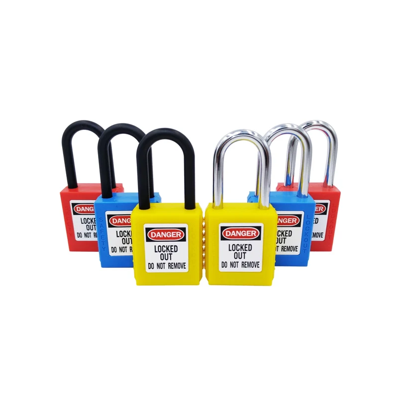 

ABS security padlock Plastic Shackle Steel safety padlock ,Nylon non conductive safety padlock, with 2 unique key