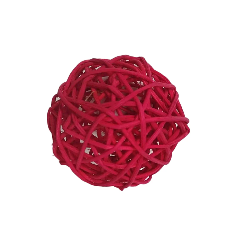 20x Natural Wicker Rattan Ball 5cm Twig Orbs Balls DIY Embellishments Wedding Ornaments Crafts - Red+Black