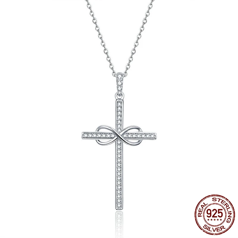

Valentine Collection 925 Sterling Silver The cross mystical religious Pendant Necklaces Women Female Jewelry
