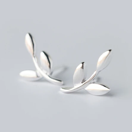 Miestilo Симпатичные природа Листья 925-стерлингового серебра-серьги для Для женщин корейская мода стерлингового-серебро-ювелирные изделия шпильки Bijoux