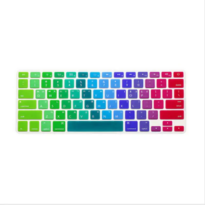 Korean Letter Rainbow US Keyboard Cover Silicone Skin Protector Protective Film 100pcs For Apple MacBook Pro Air Retina 13 15 17