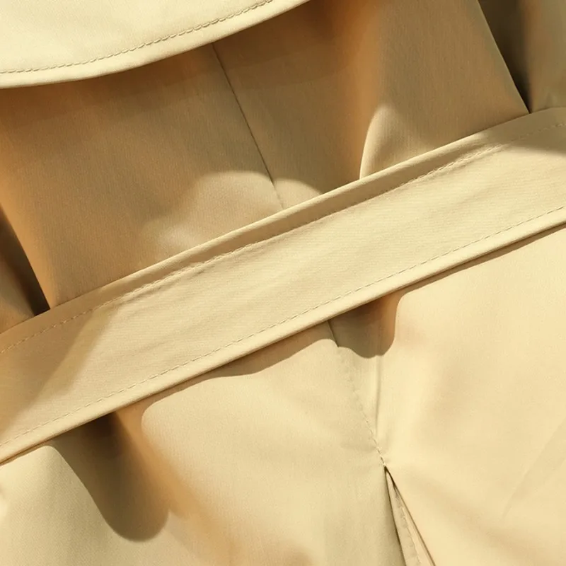 L-4XL Plus Size Fashion Mid-long Trench Coat for Women 2019 New Double-breasted Women's Coat Khaki Slim Belt Women's Windbreaker