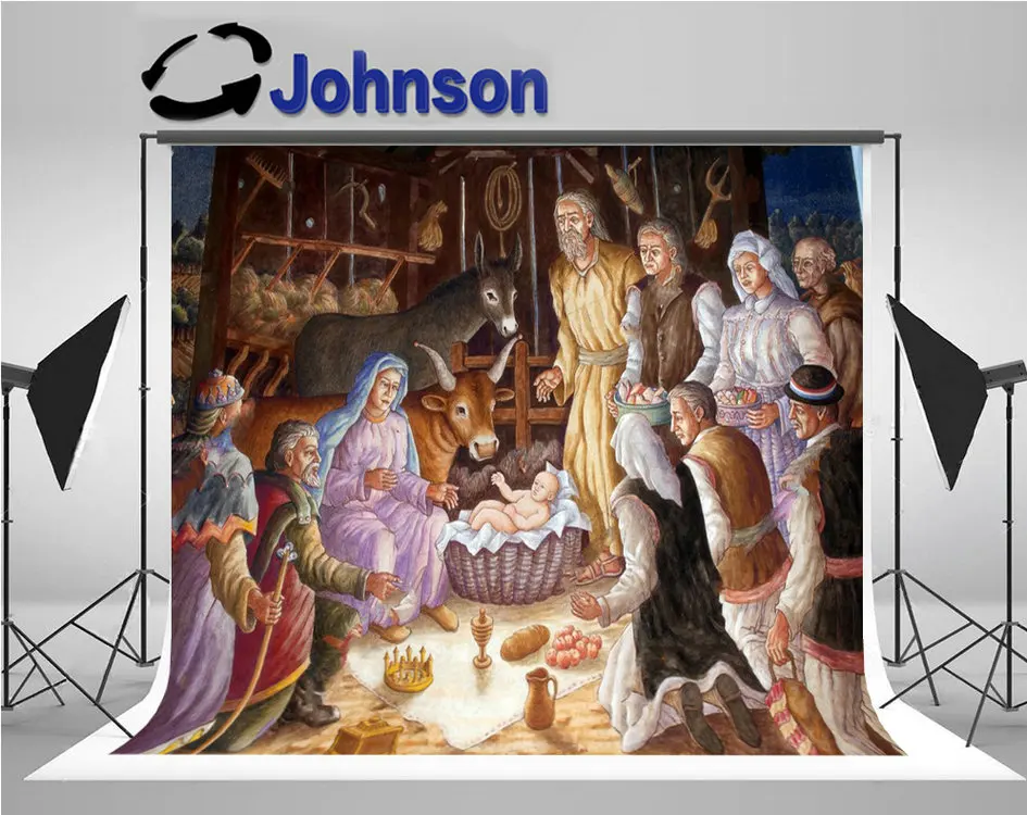 Рождественская сцена Creche кроватки рождения Иисуса фоны Высокое качество