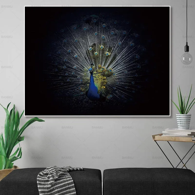 Art Poster Canvas Painting Wall Art Pictures Decor Peacock Prints Animals on Canvas Decoration for Living Room Picture Unframed
