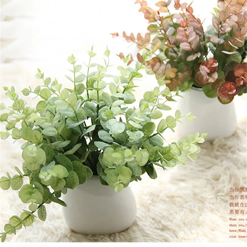 

2pcs Artificial Plant For Floral Decor Small Eucalyptus Money Leaf Simulation Flower Plant Wall Fake Flower Home Decoration D