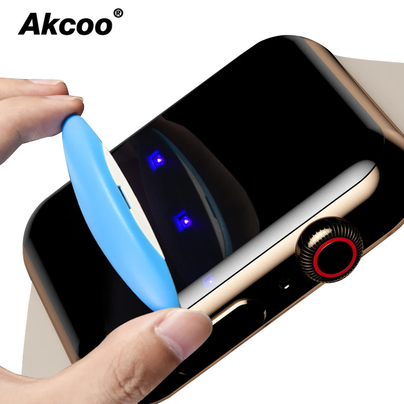 Защитное стекло Akcoo закаленное УФ для Apple watch series 4 полное покрытие пленка 1 2 3 5 38 40 42