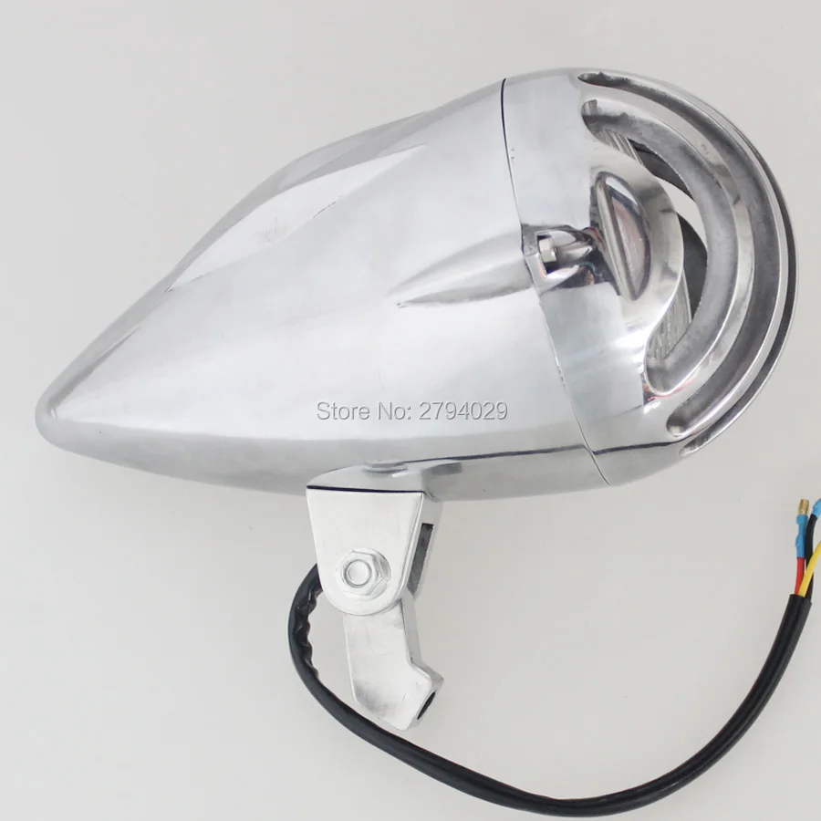 Motorcycle Custom 4.5" Invader Torpedo Finned Metal Headlight with