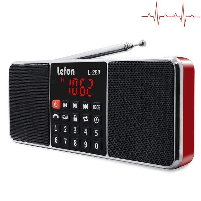 Lefon Портативный AM FM Радио стерео приемник Bluetooth беспроводной динамик поддержка TF SD карты USB диск AUX MP3 светодиодный дисплей громкой связи - Цвет: Red