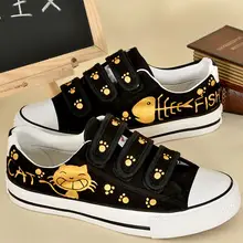 Custom Animal Cat Fish Girl Look Hoop Fashion Casual Shoes Oxford Heels Beautiful Student Shoes Plus Size EU34-43