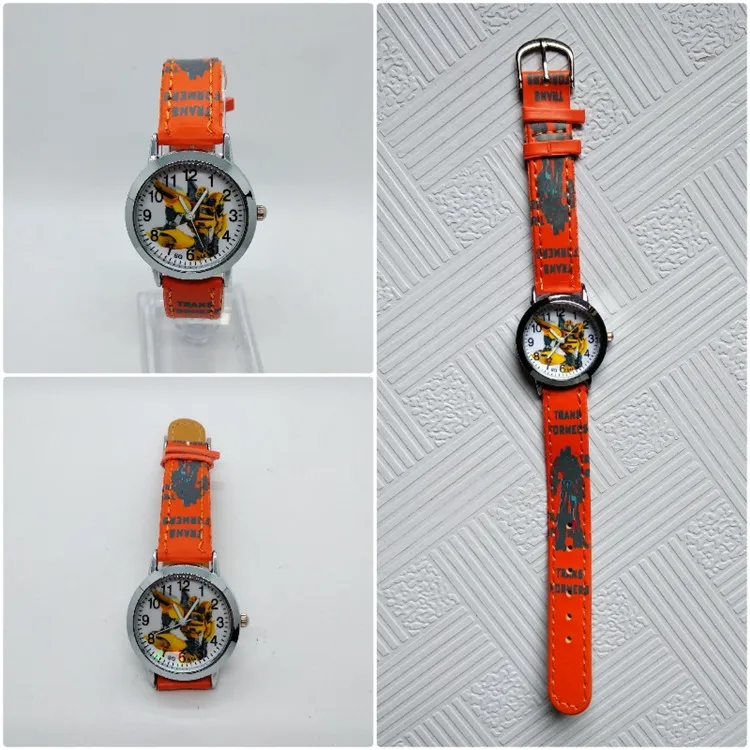 Аниме желтые роботы-трансформеры Детские Кварцевые часы модный бренд детские часы со стразами для студентов часы дропшиппинг - Цвет: orange