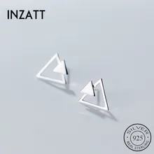 INZATT, модные, настоящие, 925 пробы, серебряные, треугольные серьги-гвоздики, минималистичные, для очарования, для женщин, корейские ювелирные аксессуары, вечерние, подарок