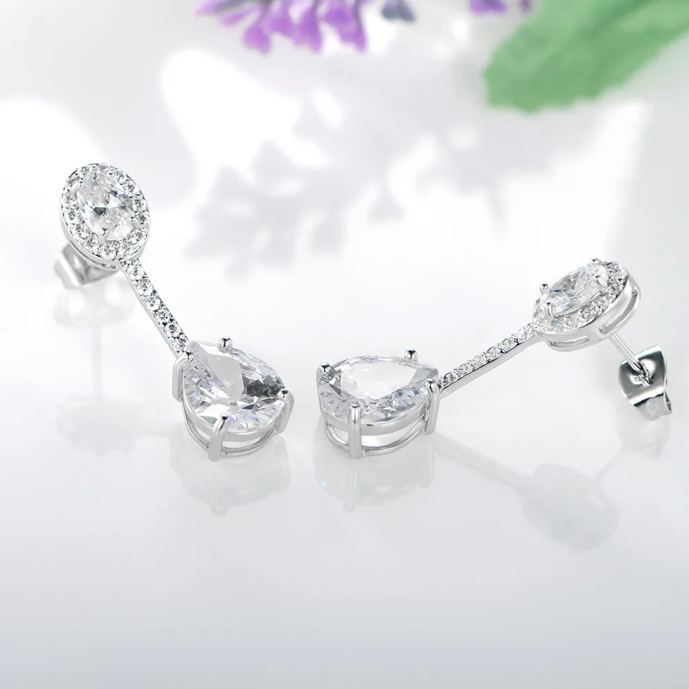 

Heart-shaped branches white zircon electroplated with white gold unique earrings for women and girls free shipping