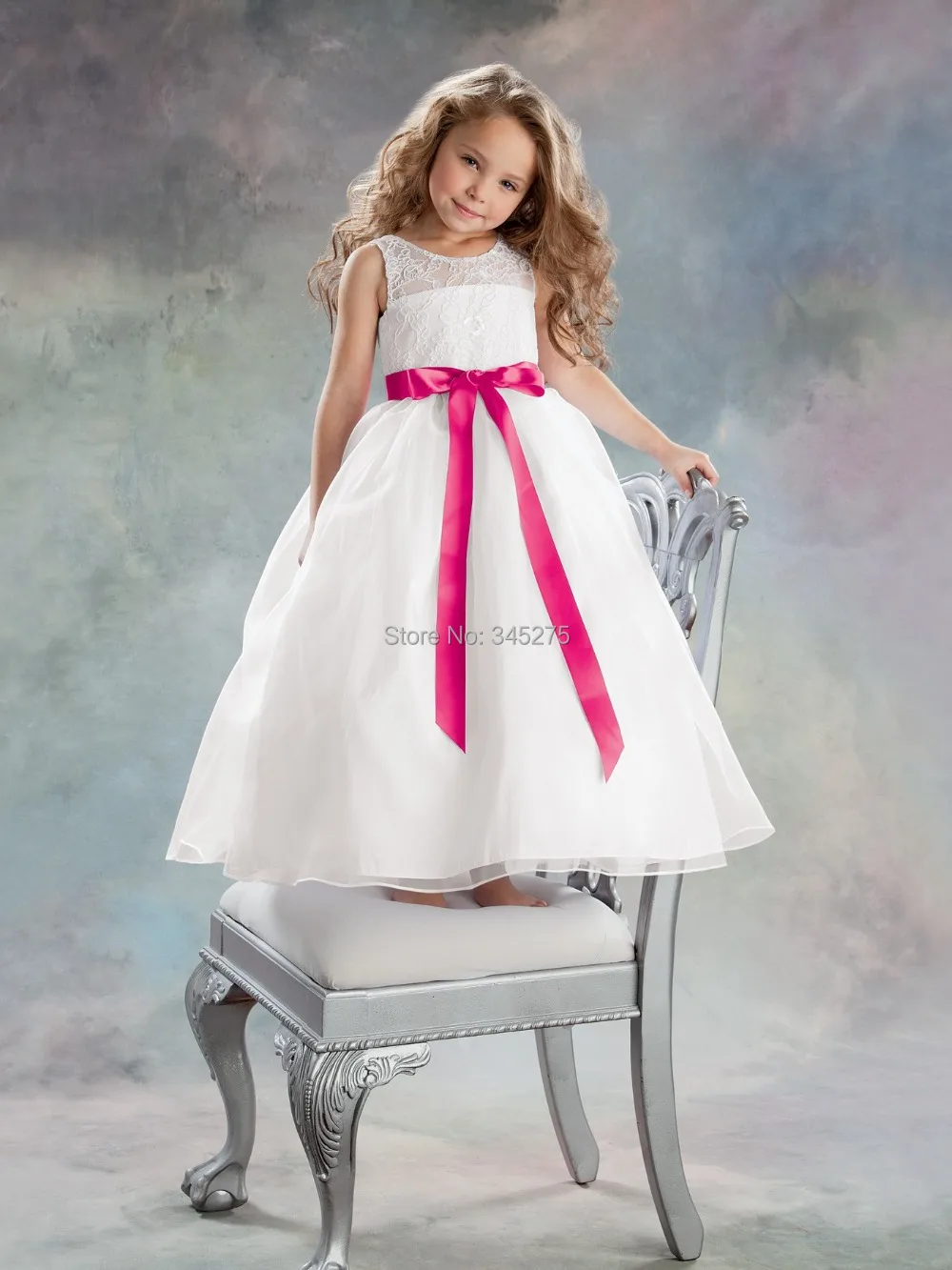 2014 custom made lace and organza sash long ribbon white princess