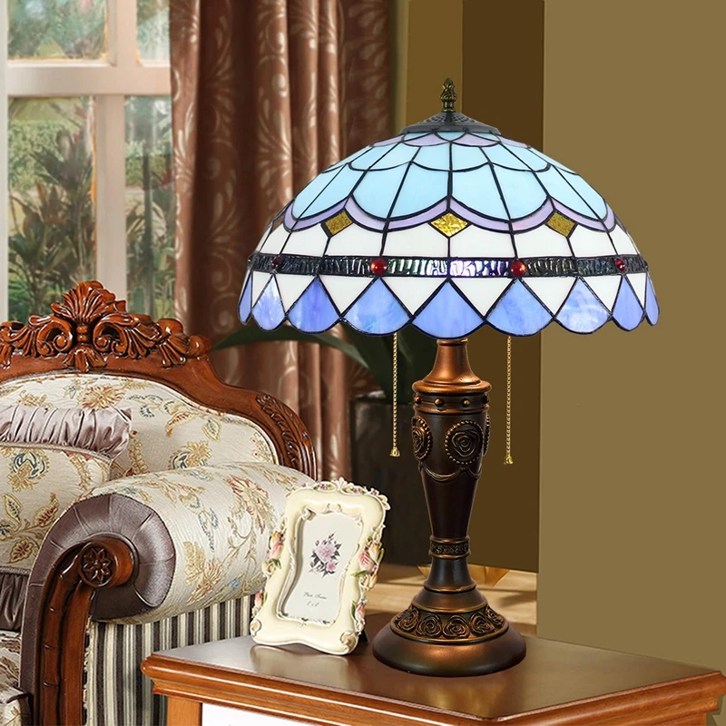 Eusolis 16 inch Stained Glass Mosaic Vintage Table Lamp Bohemian Style