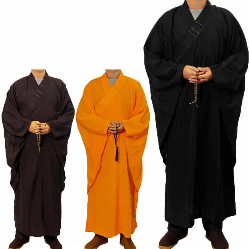 

3 colors Unisex Shaolin Temple Costume Zen Buddhist Robe Lay Monk clothes Meditation Gown Kung fu Training Uniform Suit