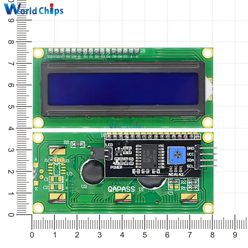 10 шт. LCD 1602 Модуль ЖКД синий/желто зеленый экран 16x2 персональный ЖК дисплей PCF8574T