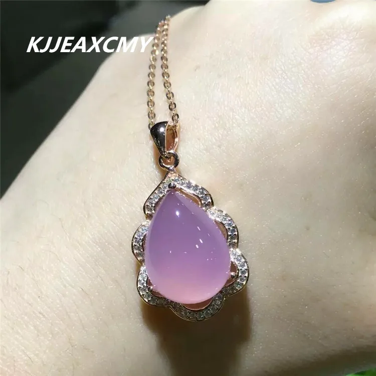 

KJJEAXCMY boutique jewelry, 925 Sterling Silver Pink Chalcedony pendant jewelry inlaid jewelry female natural jewelry processing