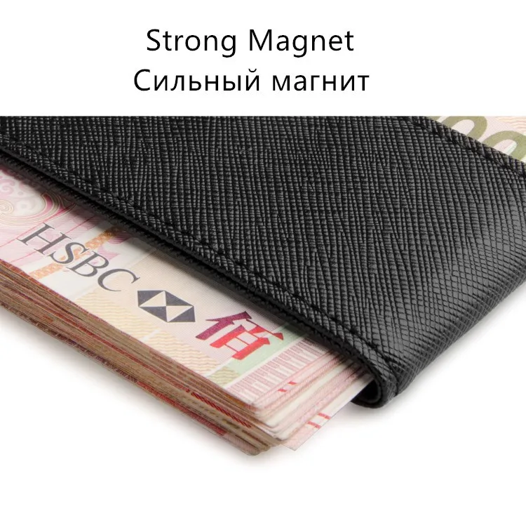 New Fashion Brand Genuine Leather Money Clip Purse Men Strong Magnetic High Quality Black Clip for Money Holder
