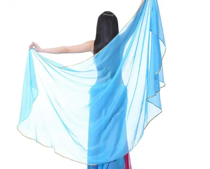 250*120cm Stage Performance Belly Dance Scarf Shawl Light Texture Half Circle Veils Professional Women Belly Dance Veil Chiffon