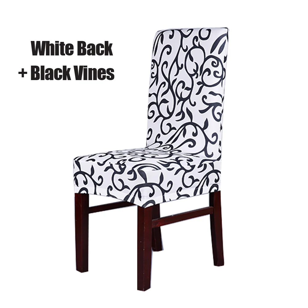 6 шт./лот печатные эластичные чехлы на кресла стрейч спандекс домашний стул для столовой крышка белый/красный/фиолетовый/бежевый разные цвета - Цвет: white and Black
