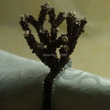 

black coral napkin ring, glass beaded napkin holder,