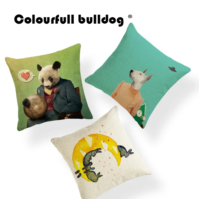 Hedgehog Bull Terrier Cushion Cover Pink Lion Parrot Animal Pillows Morocco Soft Gift Throw Pillow Case 45Cm Polyester Designer