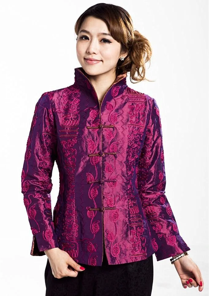Новое поступление Весенняя женская шелковая атласная куртка китайская Леди Вышивка пальто цветы Размеры S M L XL XXL XXXL