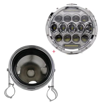 

Motorcycle Parts LED Round 7" 75w Motorcycle LED Headlight Housing bucket For Chopper Cafe Racer Bobber With 7" Bracket.