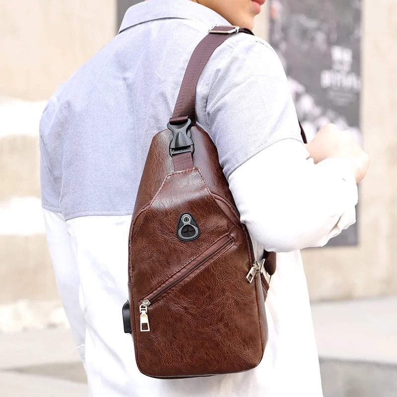 

Chest Bags For Men & Women 2019 Fashion Crossbody Bag Boys Waterproof PU Sling Shoulder Bags iPad Pocket