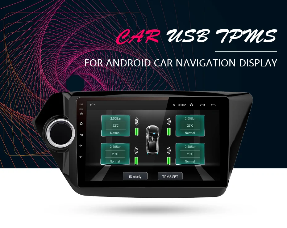 AWESAFE USB система мониторинга давления в шинах Android навигационная система TPMS с 4 внутренними датчиками для автомобиля DVD плеер навигация