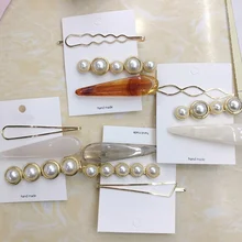 Популярные Модные романтическая жемчужина клип шпилька Мрамор зажим для волос с жемчугом челкой клип стороны клип заколка для взрослых аксессуары для волос 3 шт./компл