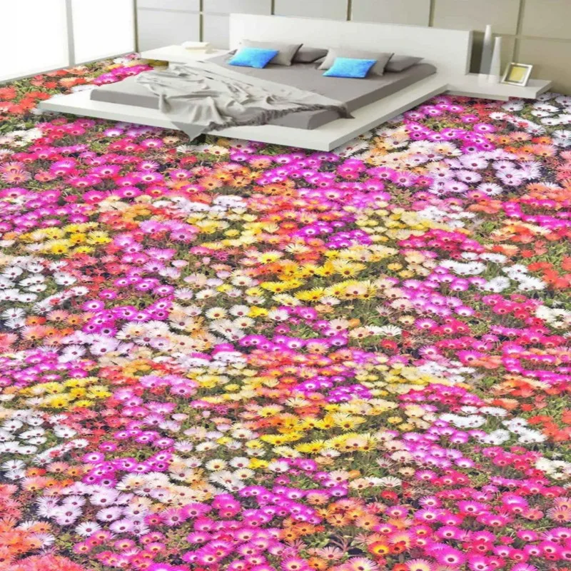 

Free Shipping Flower field 3D stereo custom studio corridor restaurant living room Self-adhesive wallpaper mural